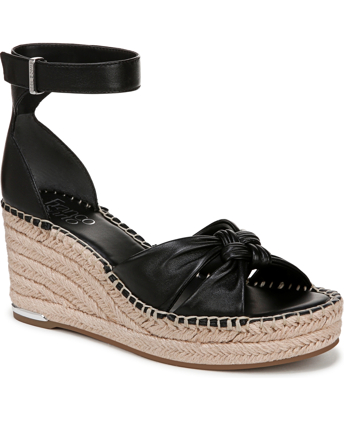 Franco Sarto Women's Clementine Open Toe Espadrille Wedge Sandals In Black Leather