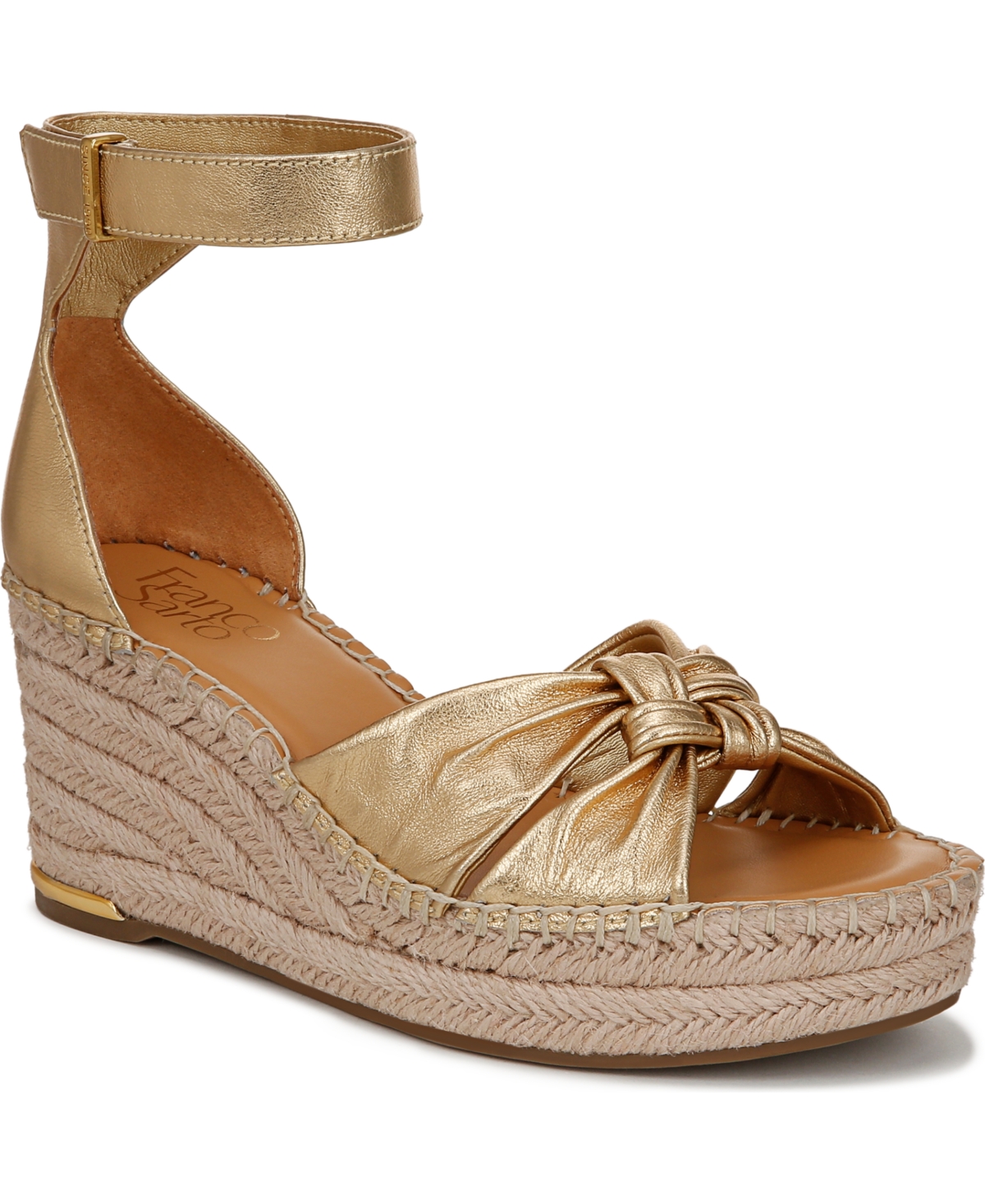 Franco Sarto Women's Clementine Open Toe Espadrille Wedge Sandals In Gold Leather