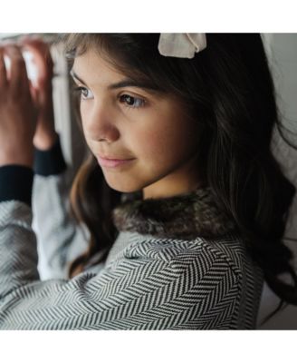 Girls Long Sleeve Cardigan and Skirt Sweater Set with Trim