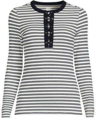 Women's Polished Rib Tie Henley Top