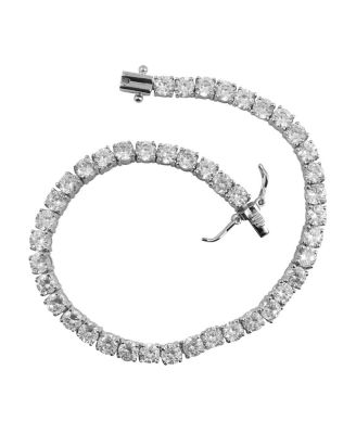 Sterling Silver with 3mm Colored Cubic Zirconia Tennis Bracelet in White Gold Plated, Black Plated, 14K Gold Plated, or 18K Rose Gold Plated