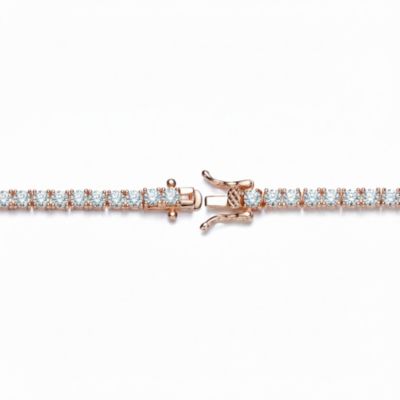 Sterling Silver with 3mm Colored Cubic Zirconia Tennis Bracelet in White Gold Plated, Black Plated, 14K Gold Plated, or 18K Rose Gold Plated