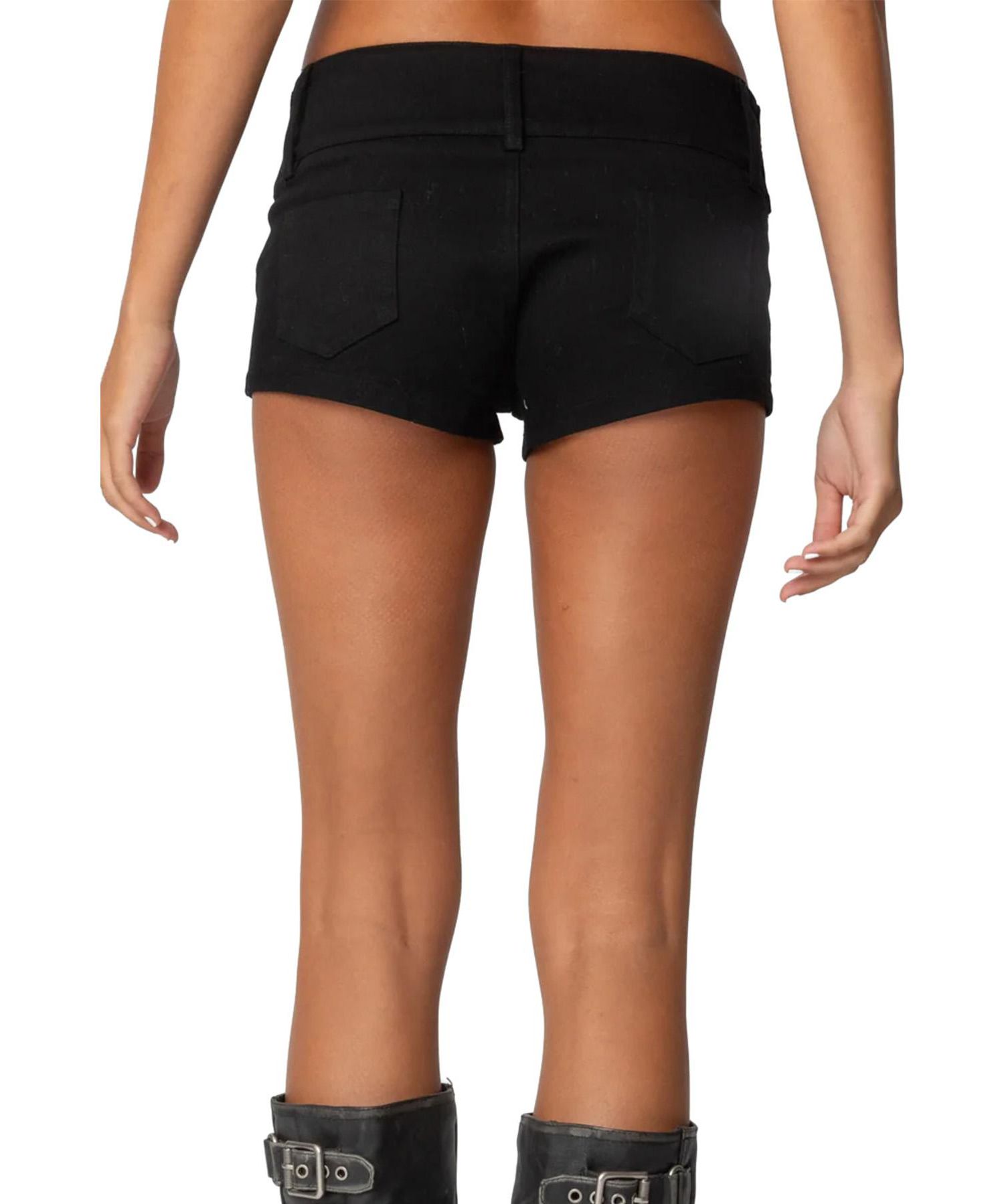 Women's Studded Belt Denim Micro Shorts