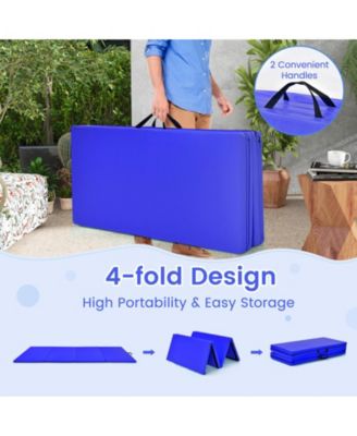 4-Panel Folding Gymnastics Mat with Carrying Handles for Home Gym