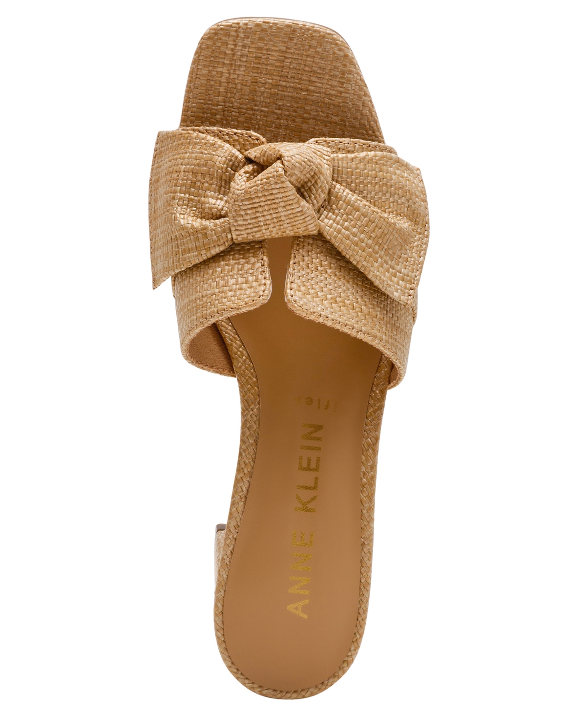 Anne Klein Women's Kizmet Knot Block Heel Dress Sandals In Natural Raffia