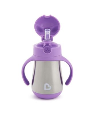 Toddler Cool Cat Stainless Steel Straw Cup, 8 Ounce, Purple