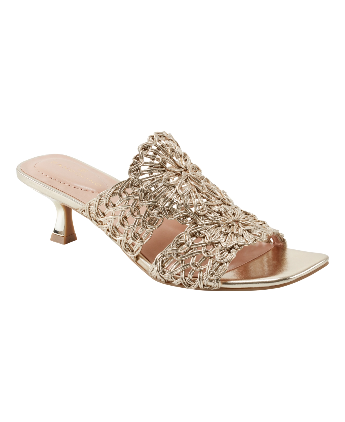 Shop Bandolino Women's Melvana Woven Kitten Heel Sandals In Gold