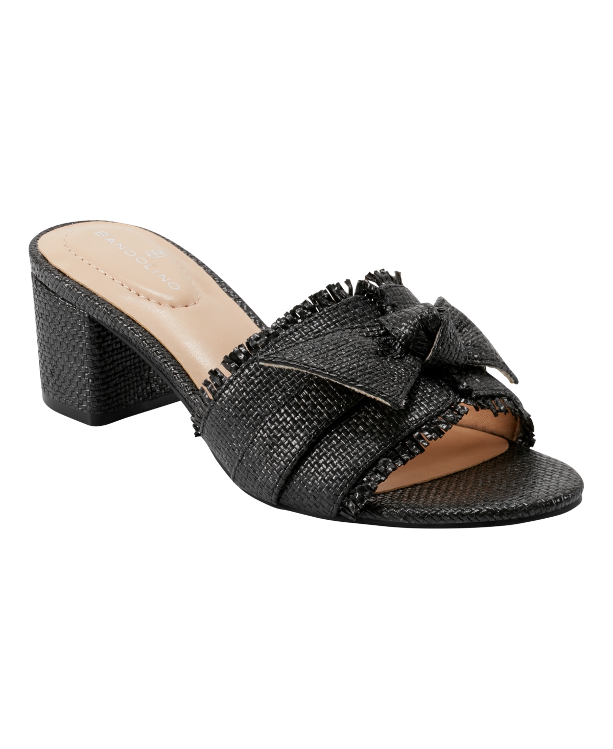 Women's Arden Raffia Knotted Bow Block Heel Sandals - Light Pink