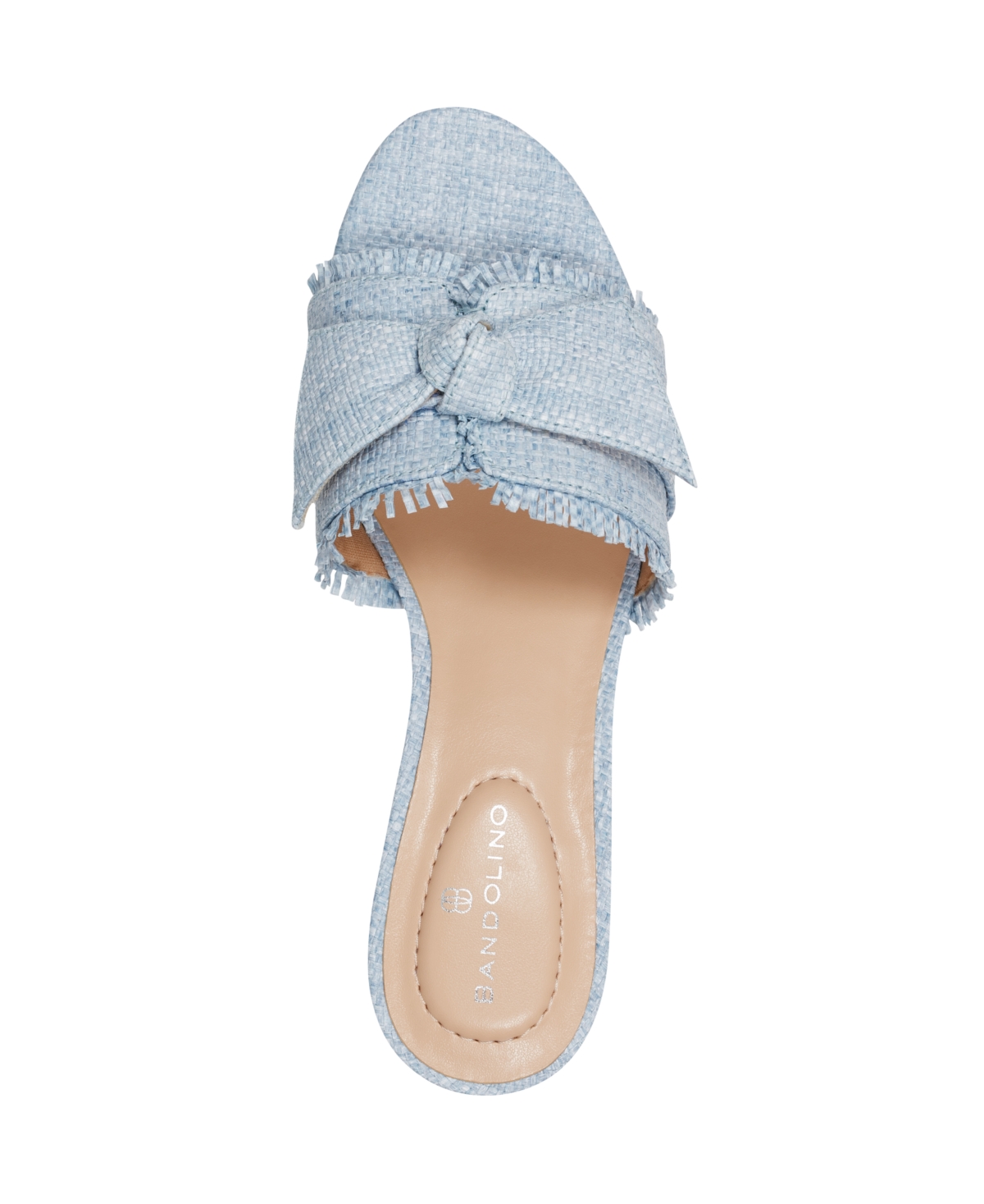 Shop Bandolino Women's Arden Raffia Knotted Bow Block Heel Sandals In Light Blue