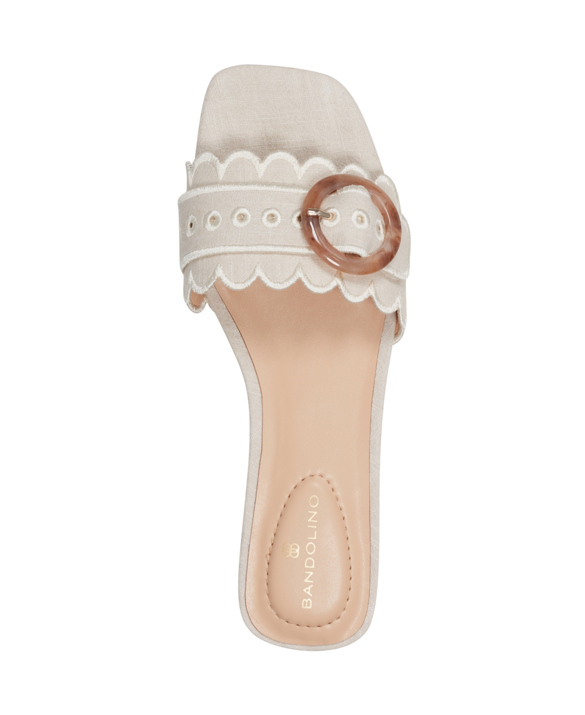 Shop Bandolino Women's Silla Scallop Buckle Flat Slide Sandals In Light Natural