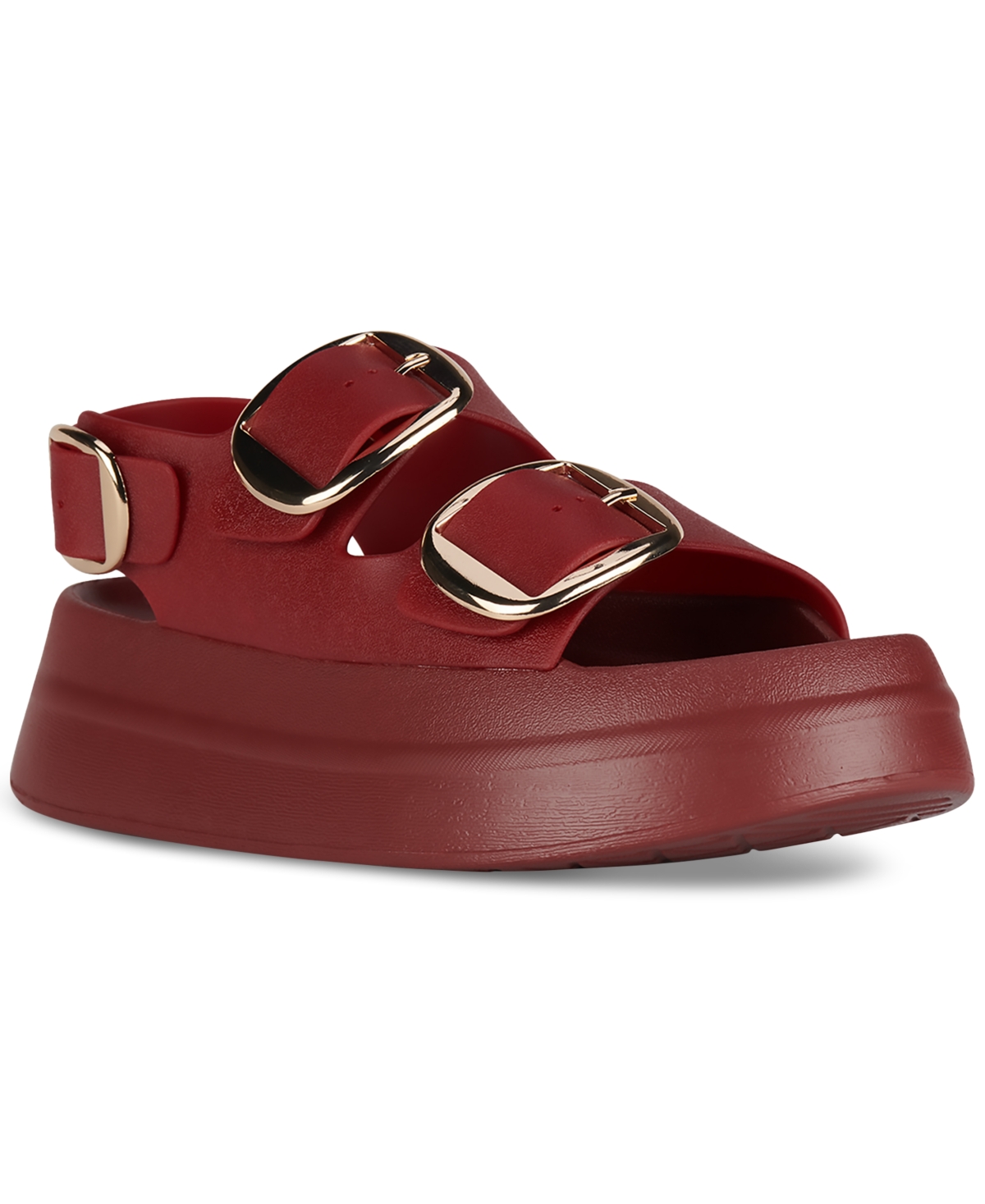 Jeffrey Campbell Blithe Flatform Footbed Sandals In Red,gold
