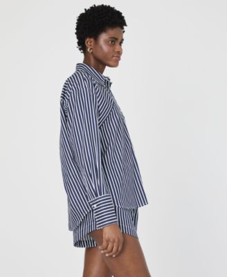 売れ筋商品|||フレンチコネクション カットソー トップス レディース Women's Alexis Cotton Angled-Yoke Shirt Green/Summer White Alexis Cotton Angled Yoke Striped Shirt Green/Summer White