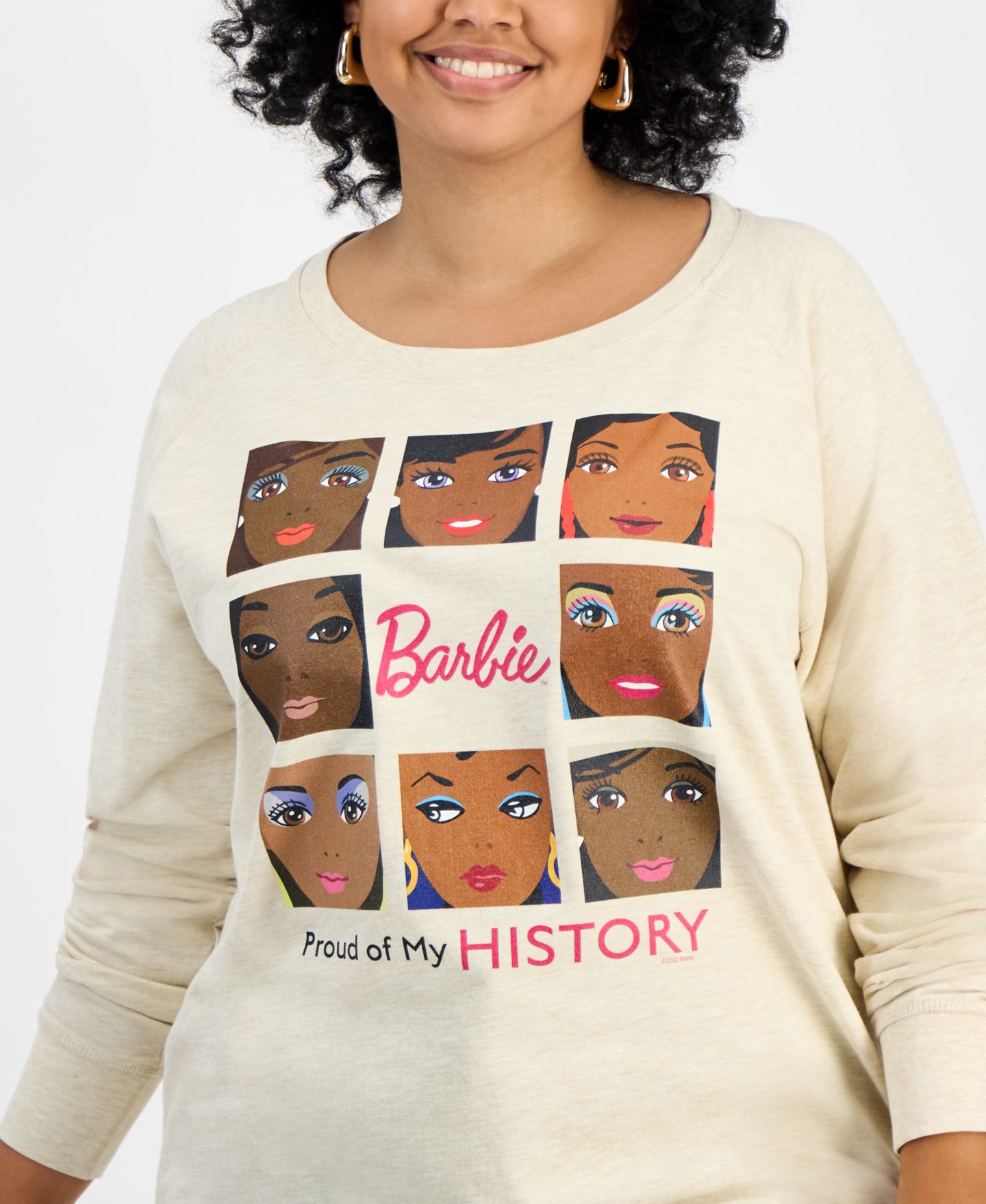 Женский топ Hybrid Apparel Trendy Plus Size Barbie Black History Month Graphic Top, цвет: Бежевый / Хаки — фото 3