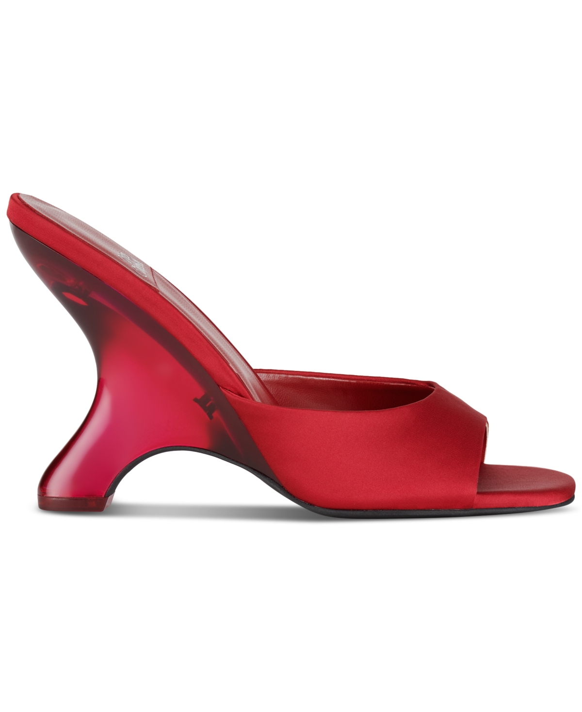 Jeffrey Campbell Mew-2 Sculpted Vinyl Wedge Sandals In Red Satin Combo