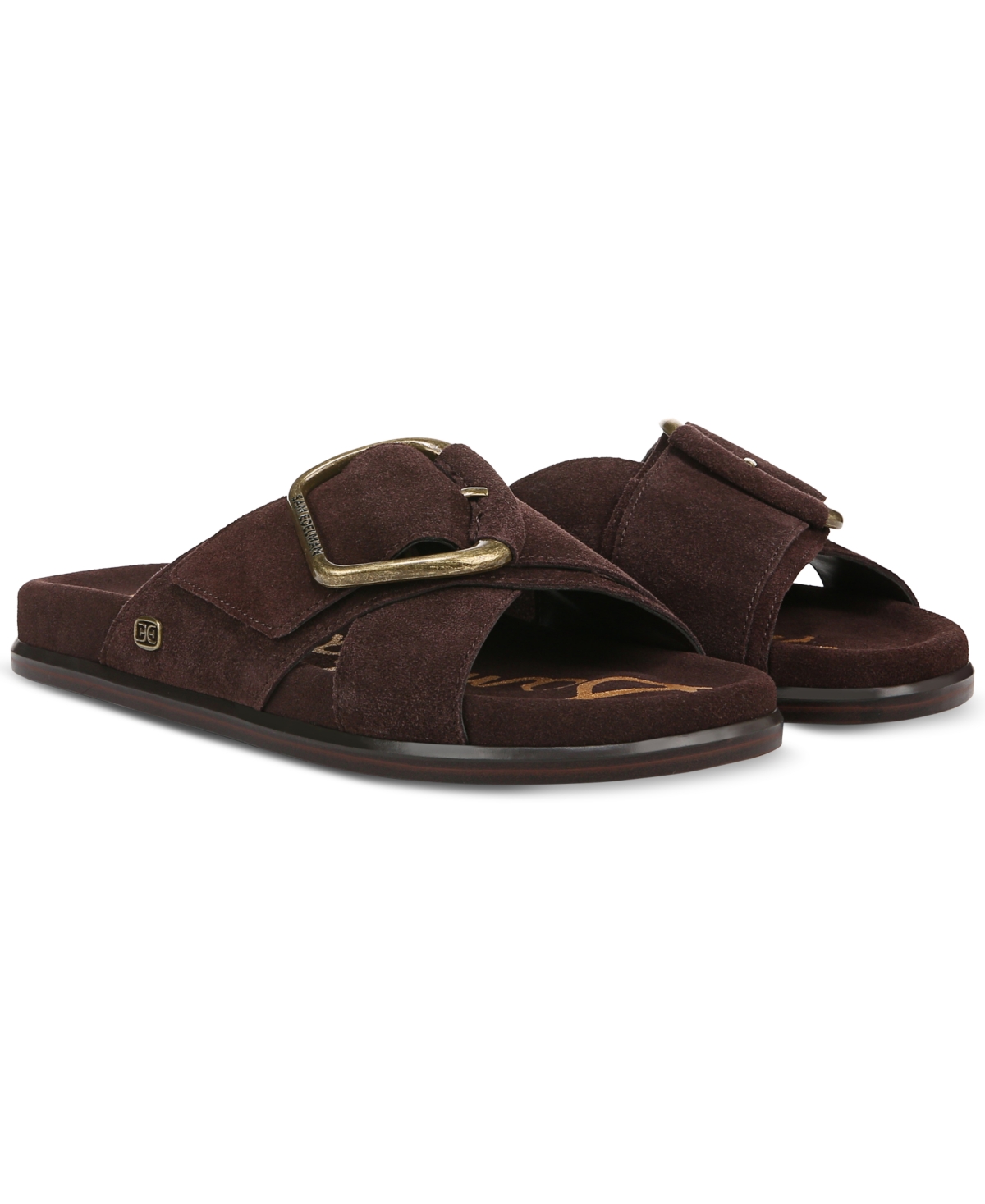 Sam Edelman Darla Buckle Slide Sandal Cafe Noir Suede In Cafe Noir Suede Leather