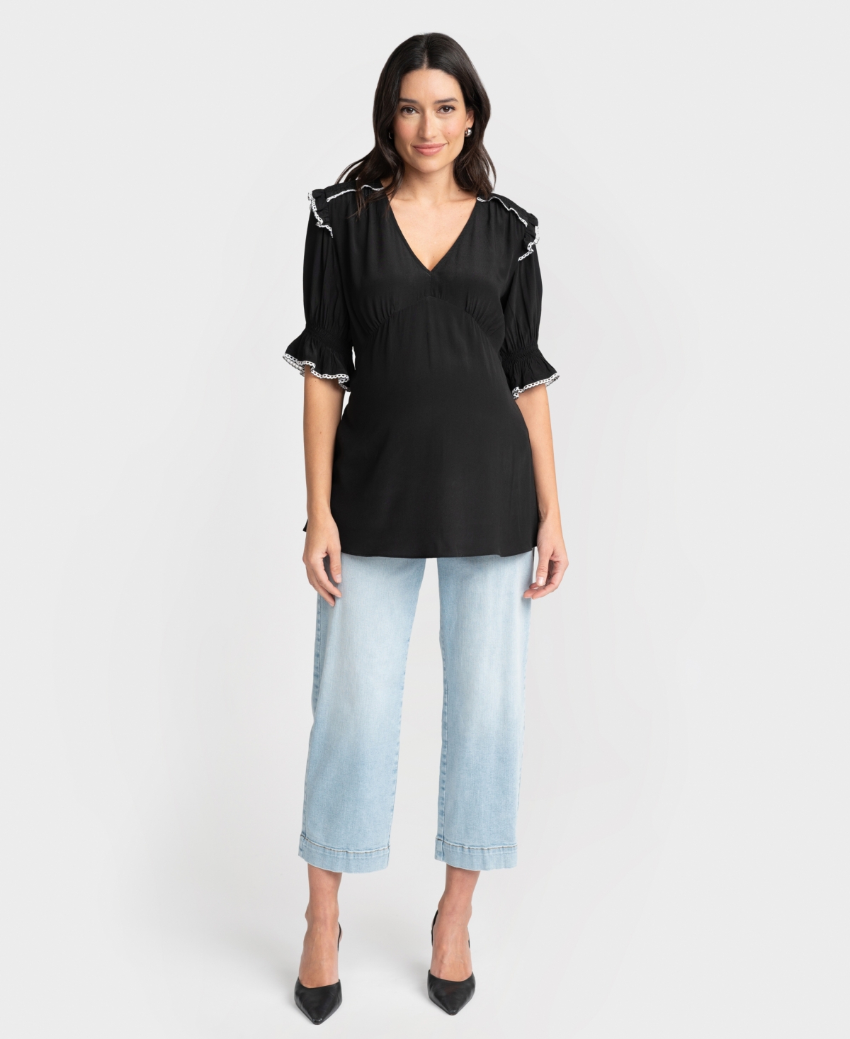 Shop Seraphine Women's Maternity Cropped Jeans In Light Vintage