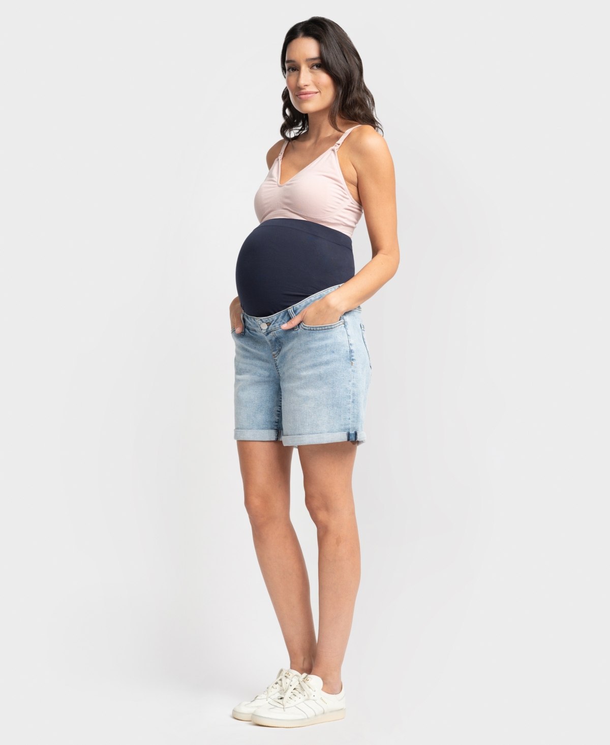 Shop Seraphine Women's Maternity Denim Shorts In Light Vintage