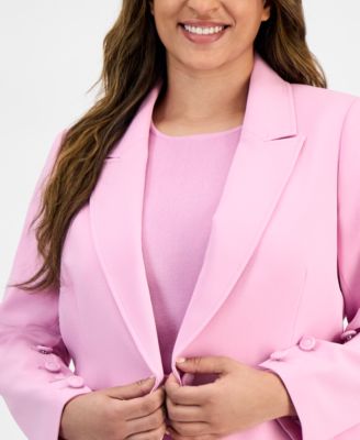 Plus Size Single-Button Crepe Blazer