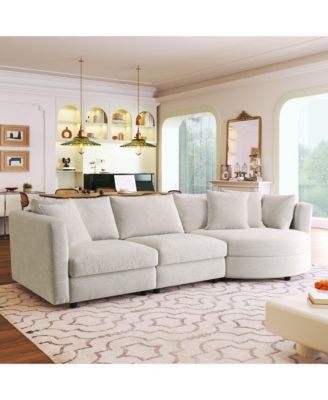 Three Indoor Cushioned Combination Sofas with Three Pillows and Curved Seat, for Living Room, Study Room, and Apartment
