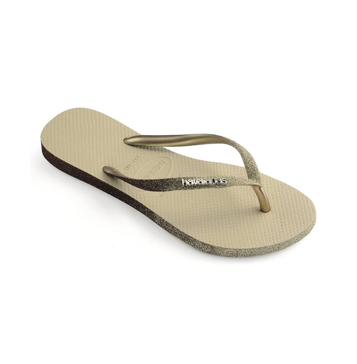 HAVAIANAS WOMEN'S SLIM SPARKLE SLIP ON SANDALS 