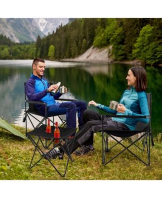 Outdoor Folding Camping Chairs and Table Set with Carrying Bag