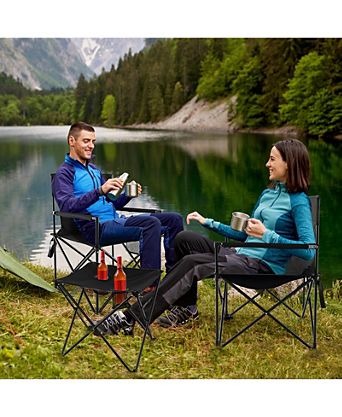 Outdoor Folding Camping Chairs and Table Set with Carrying Bag