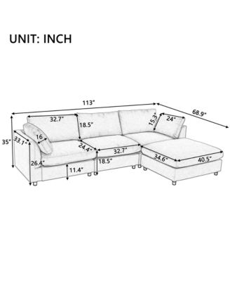 Upholstery Convertible Sectional Sofa, L Shaped Couch with Reversible Chaise