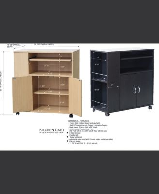 Alaina Kitchen Island Rolling Cart on Wheels with Storage Cabinet