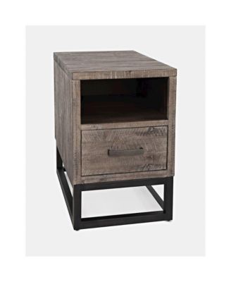 1-Pc Acacia Wood USB-Powered Drawer Chairside Table