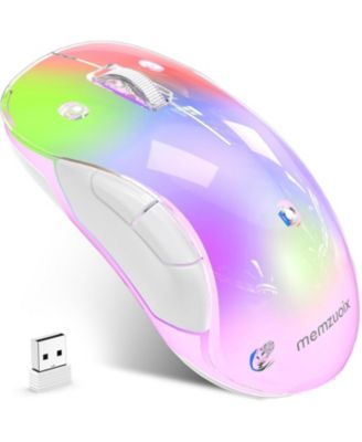 2.4G LED Wireless Mouse, Rechargeable Ergonomic Mouse with Detachable Cover, 1200 DPI Portable Optical Computer Mouse with USB Receiver for Laptop, PC, Desktop and MacBook, 5 Buttons