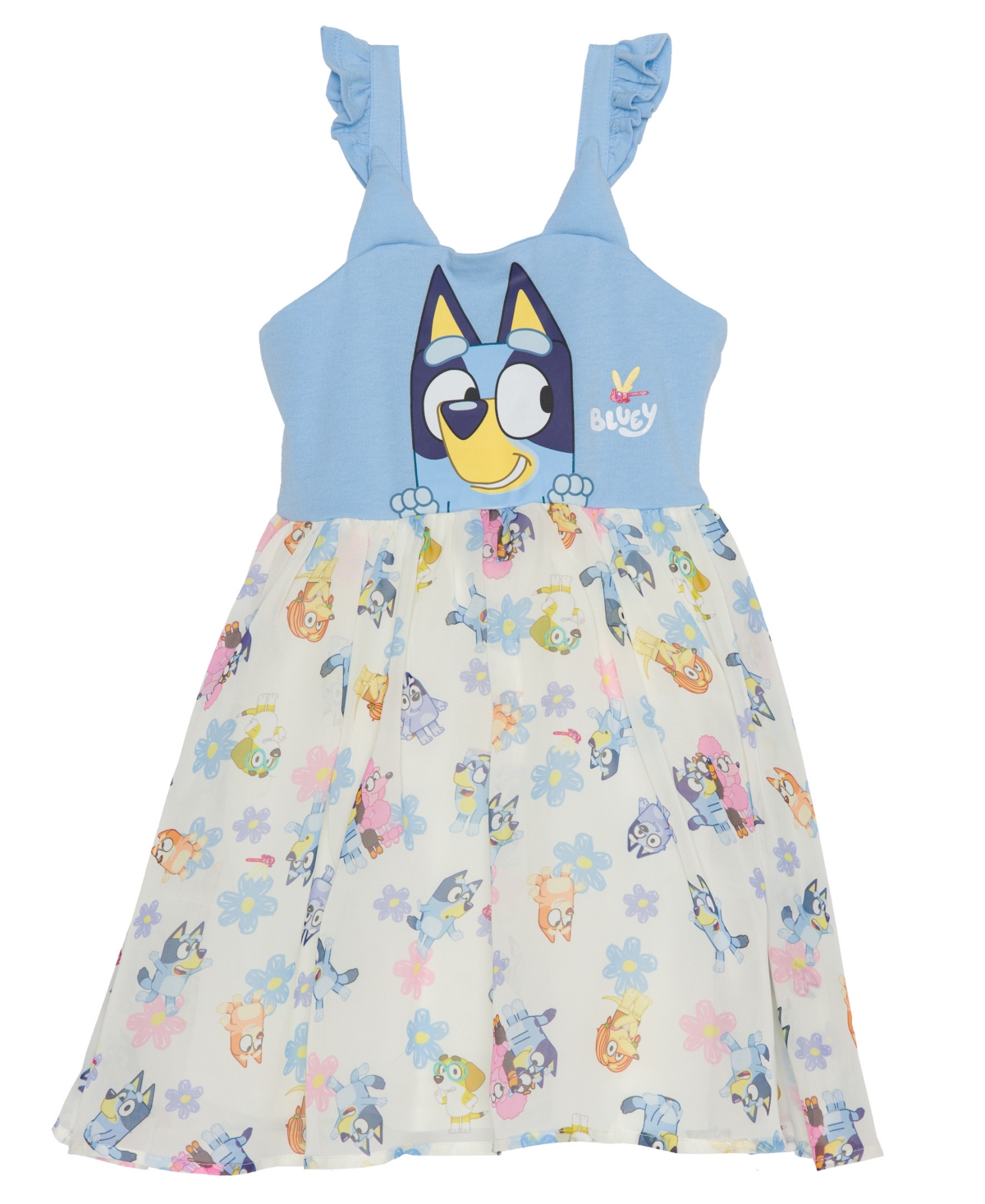 Bluey Toddler And Little Girls Sleeveless Friends Dress In Blue
