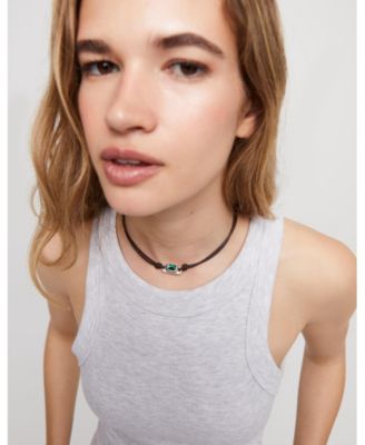 Green Crystal Leather Necklace