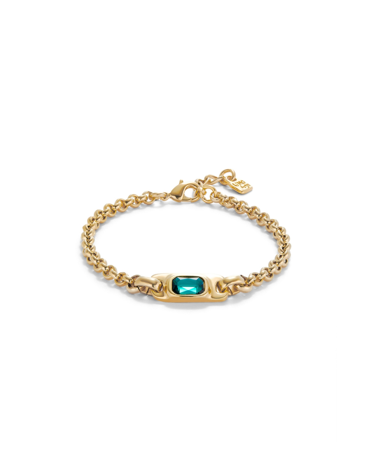 UNOde50 Green Crystal Chain Bracelet - Gold