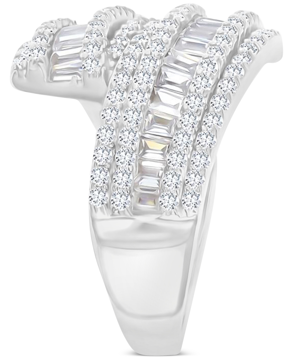 Macy's Cubic Zirconia Curving Multi Row Ring In 14k Gold Over Sterling Silver In Silver