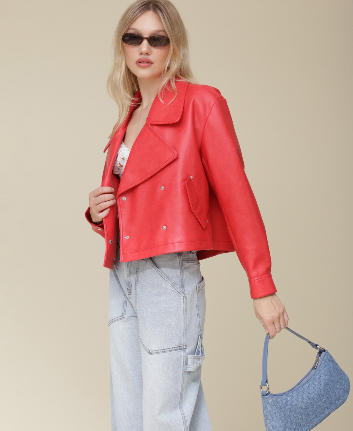 Shop Avec Les Filles Women's Double-breasted Cropped Jacket In Maraschino
