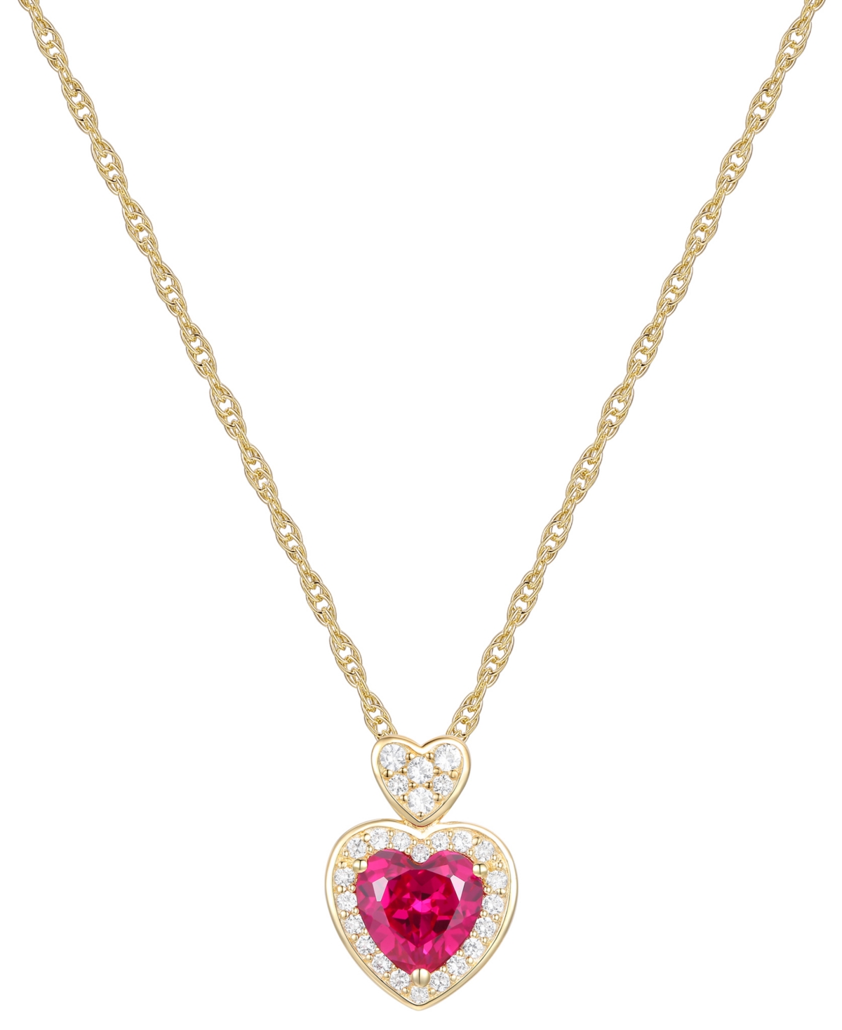 MACY'S LAB GROWN RUBY (1 CT. T.W.), WHITE SAPPHIRE (1/5 CT. T.W.) & DIAMOND ACCENT HEART PENDANT NECKLACE I 
