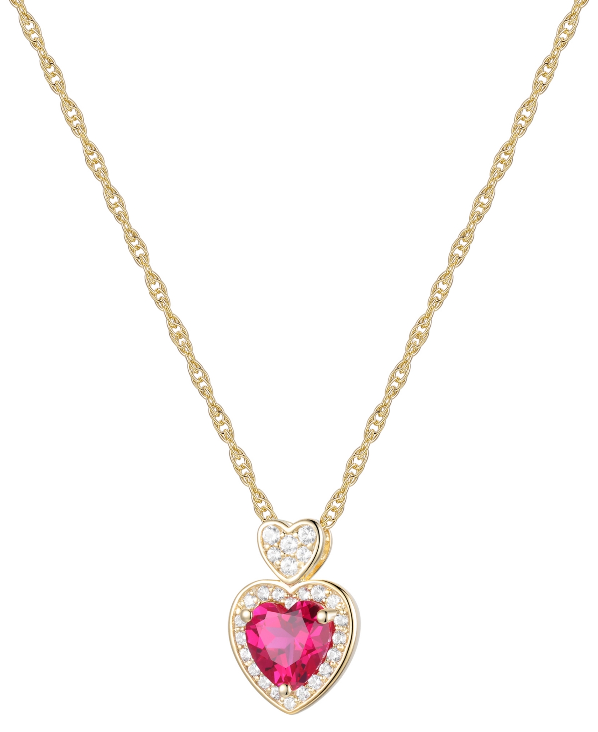 MACY'S LAB GROWN RUBY (1 CT. T.W.), WHITE SAPPHIRE (1/5 CT. T.W.) & DIAMOND ACCENT HEART PENDANT NECKLACE I 
