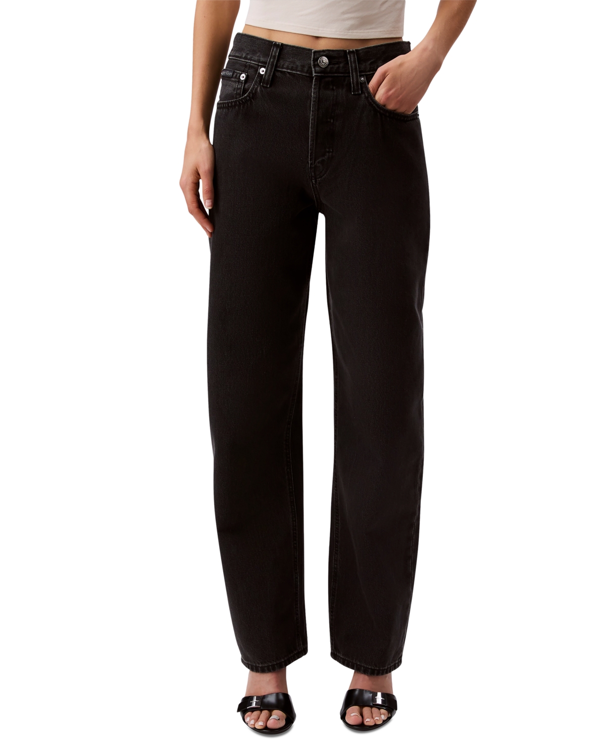 Calvin Klein Jeans Est.1978 Women's 90s Straight-leg Stretch Jeans In Ck Essential Black