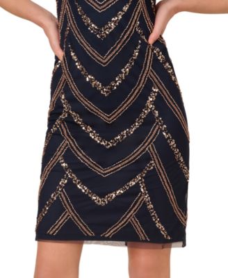 Women's Beaded Cap-Sleeve Sheath Dress
