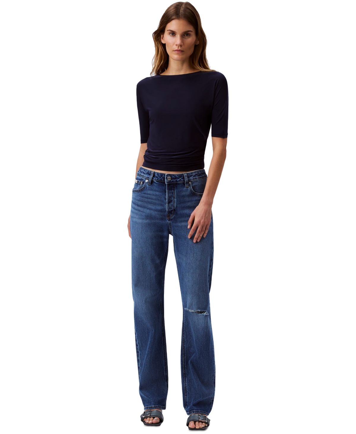 Women's 90s Straight-Leg Stretch Jeans - Runaway Blue De