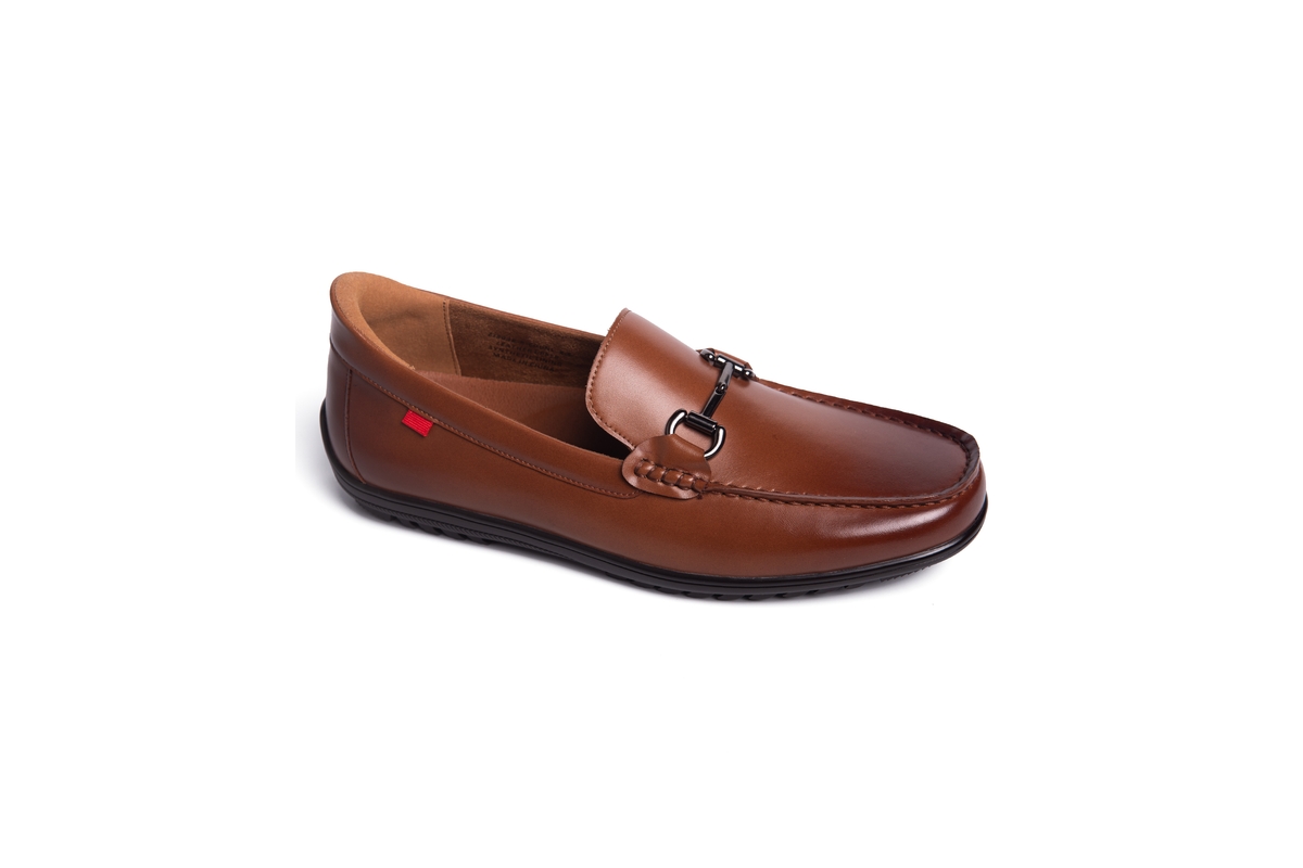 Elliot Road Hands-Free Slip On Technology Leather Buckle Loafers - Cognac napa leather