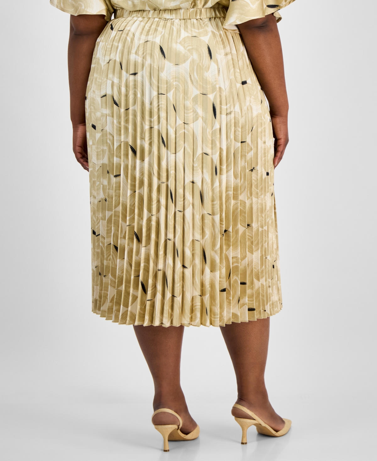 Anne Klein Plus Size Pull-on Pleated Midi Skirt