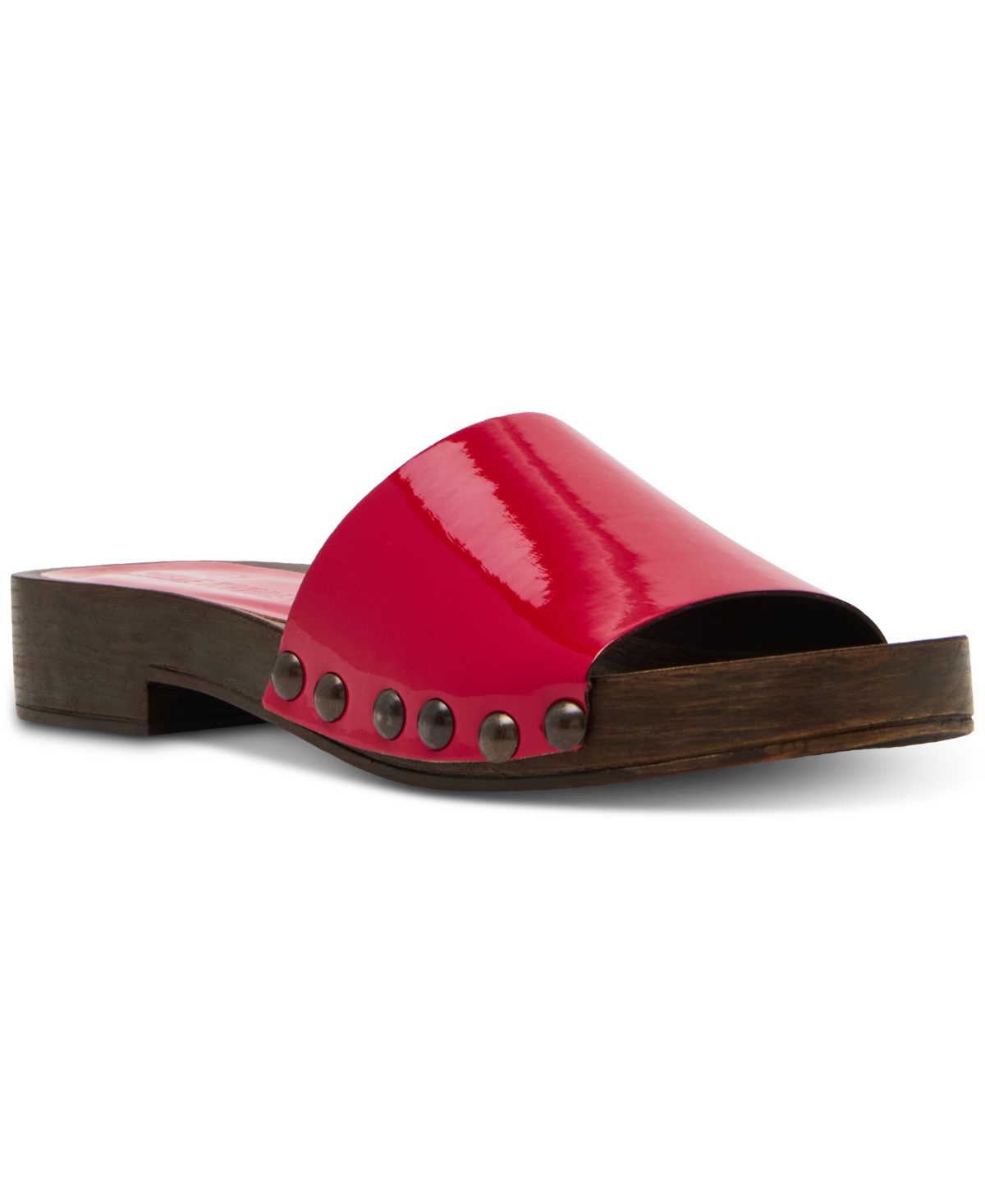 Steve Madden Women's Cento Wooden Flatform Slide Sandals In Red Patent