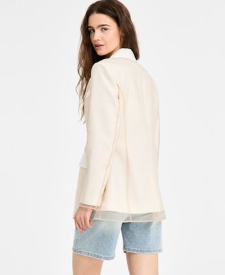 Women's One-Button Organza Blazer