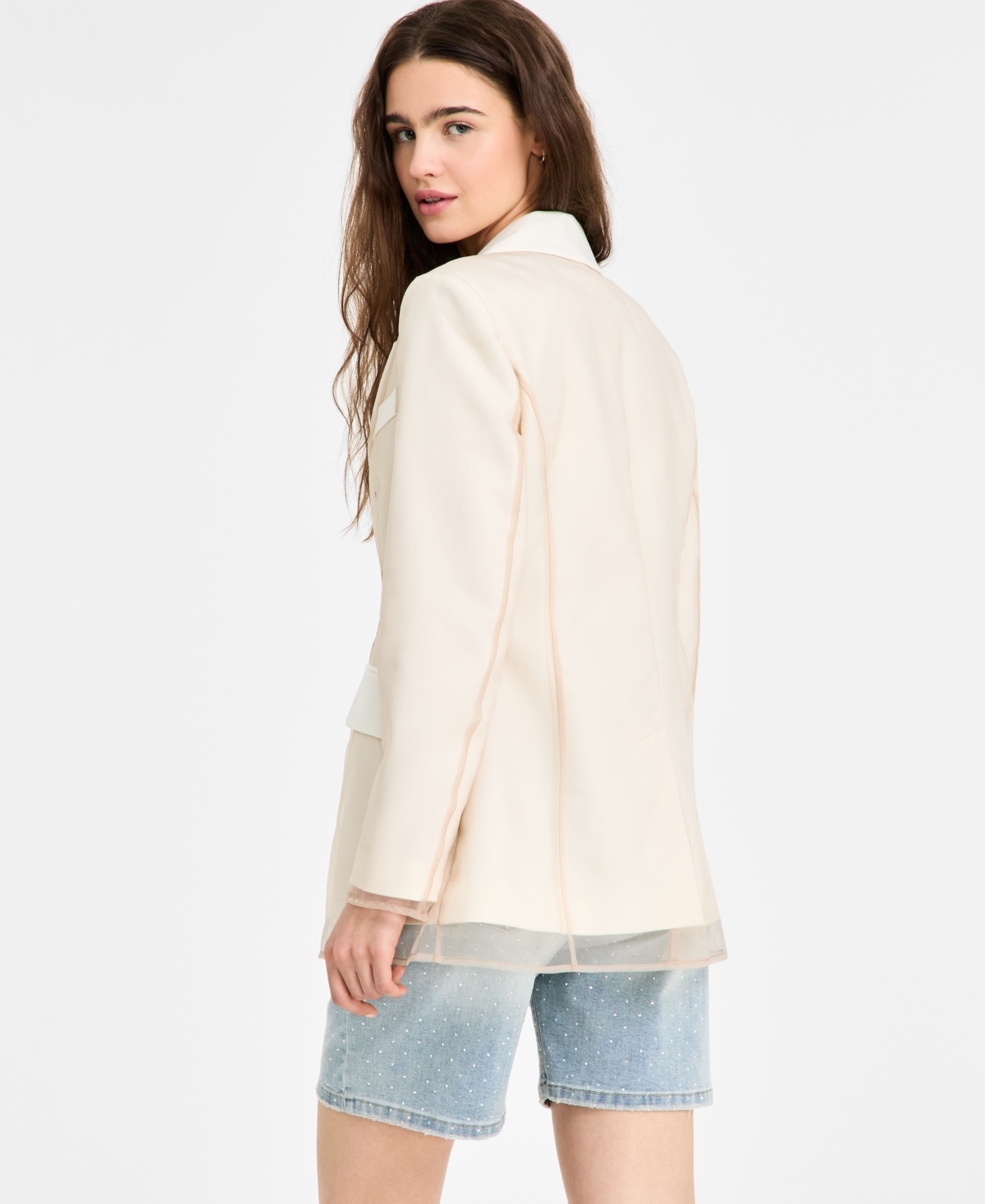 Shop Avec Les Filles Women's One-button Organza Blazer In Off White