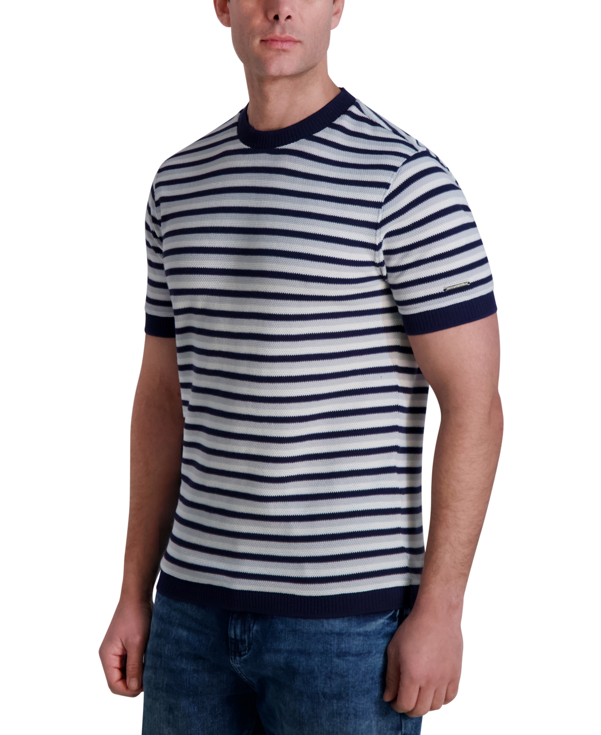Karl Lagerfeld Men's Slim Fit Short Sleeve Crewneck Striped T-shirt In Multi