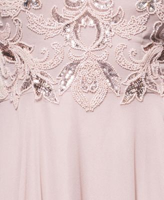 Petite Beaded Sleeveless High-Neck Gown