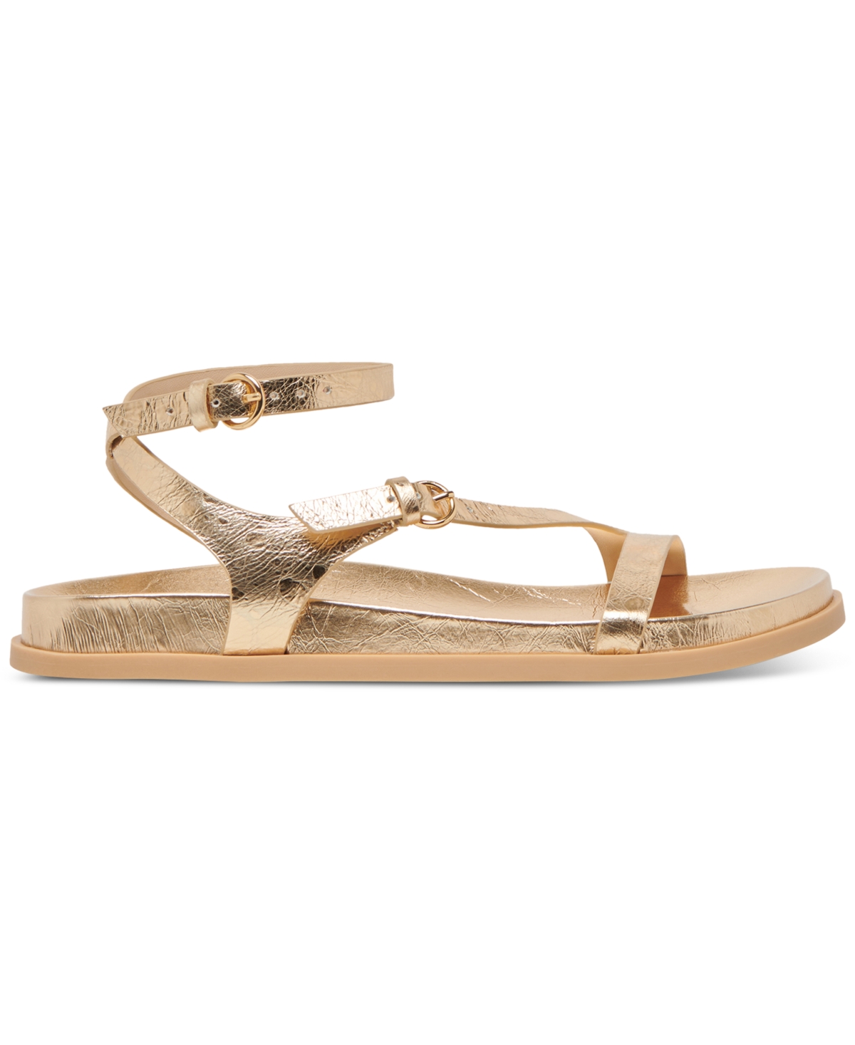 Dolce Vita Darlis Ankle Strap Sandal In Gold Metallic Distressed Leather