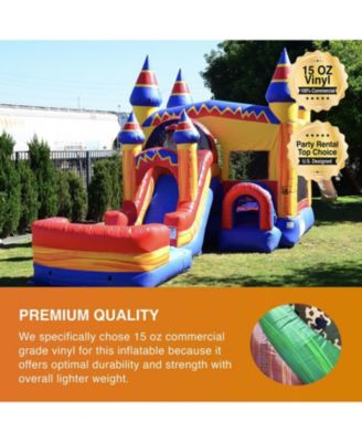 Superhero Bounce House Water Slide Combo with Pool (Blower Included), for Kids and Adults, Wet Dry Use, Tunnel Entrance, Basketball Hoop, Outdoor Indoor