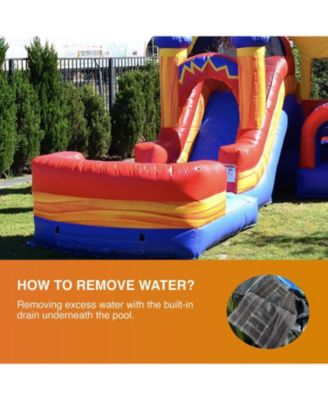 Superhero Bounce House Water Slide Combo with Pool (Blower Included), for Kids and Adults, Wet Dry Use, Tunnel Entrance, Basketball Hoop, Outdoor Indoor